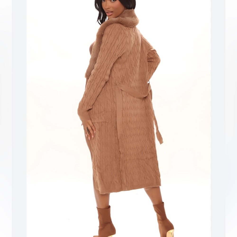 Fashion Nova Can't Be Bothered Cable Knit Cardigan - Brown size Medium